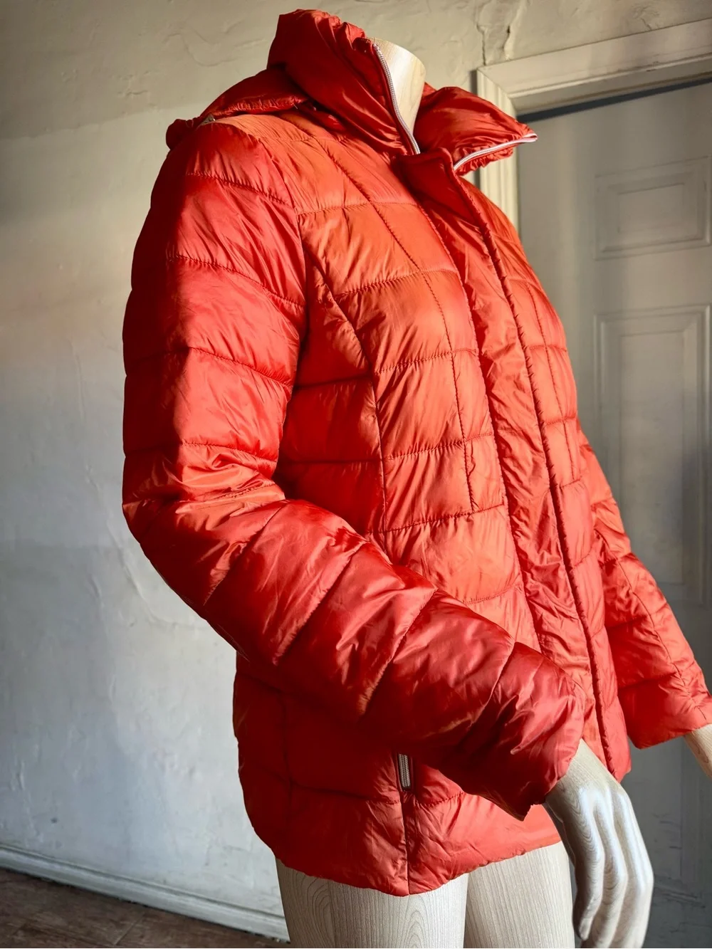 MICHAEL Michael Kors Women's Packable Puffer Jacket - Orange (Size M)